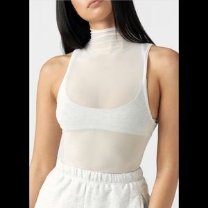 Mesh mock neck